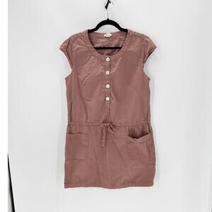 J. Crew sheath shirt tie waist Dress size 12 mauve Pockets Short Sleeve casual